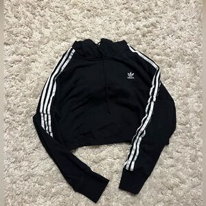 Adidas black and white cropped hoodie